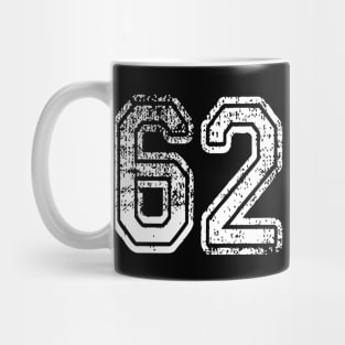 Number 62 Grungy in white Mug